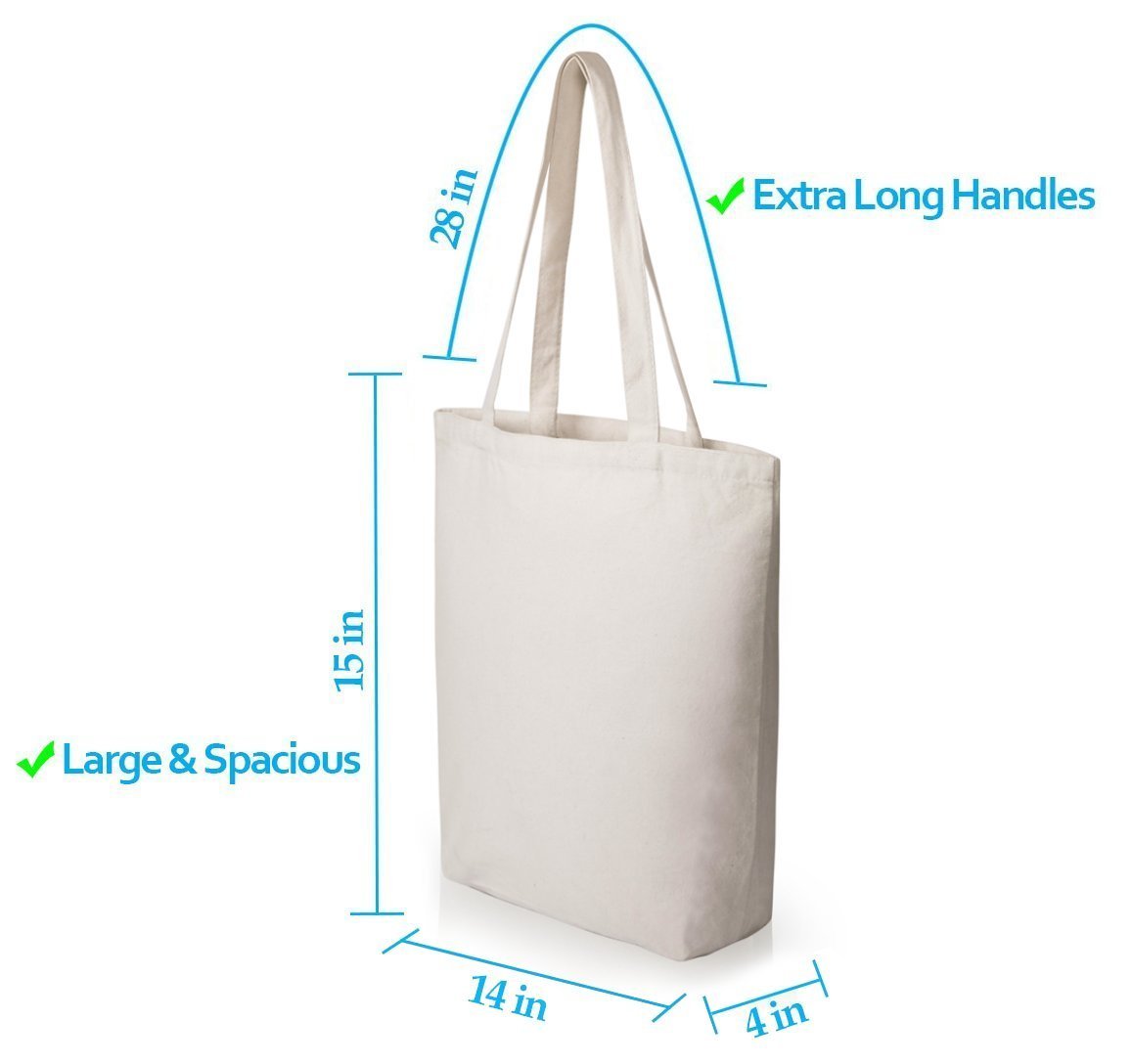 Canvas Tote Bags with Color Handles and Bottom Gusset