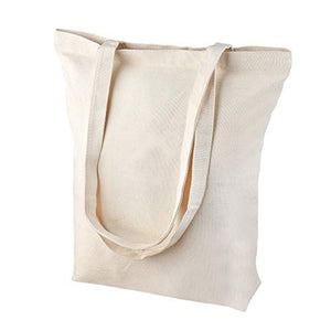 Heavy Duty and Strong, Large Zippered Canvas Tote Bags with Bottom Gusset for Crafts, Shopping, Groceries, Books, Welcome Bag, Diaper Bag, and the Beach!