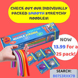 Durable TEXTURED (Patent Pending) Stretchy String Fidget and Sensory Toy - 15 Packs of Individually Packaged Monkey Noodles - Fun and Therapeutic Stress and Anxiety Reliever for Kids