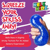 KELZ KIDZ Durable Jumbo Squishy Water Bead Stress Balls (4 Pack) - Great Sensory Toy for Anxiety Relief for Children and Adults - Helps Calm Kids with ADHD & Autism