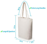 Heavy Duty and Large Canvas Tote Bags with Bottom Gusset for Crafts, Shopping, Welcome Bag, Beach, and More! -1 Pack- (15x14x4)