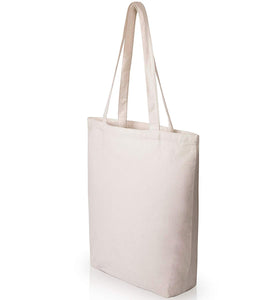 Heavy Duty and Large Canvas Tote Bags with Bottom Gusset for Crafts, Shopping, Welcome Bag, Beach, and More! - 25 Bags- (15x14x4)