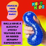 KELZ KIDZ Durable Large Squishy Water Bead Stress Balls (12 Pack) - Great Sensory Toy for Anxiety Relief for Children and Adults - Helps Calm Kids with ADHD & Autism (Case of 10 Packs-120 Balls)