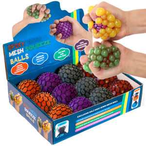 KELZ KIDZ Quality & Durable Medium (2.5 Inch) Spiky Mesh Squishy Balls with Exclusive Sewn Mesh! (12 Pack) CASE OF 10