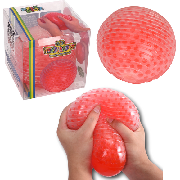 Giant Soothing and Fun Squishy Water Bead Stress Ball for Hand Strengthening Exercises (Red, Lines) CASE OF 16