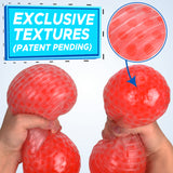 Giant Soothing and Fun Squishy Water Bead Stress Ball for Hand Strengthening Exercises (Red, Lines) CASE OF 16